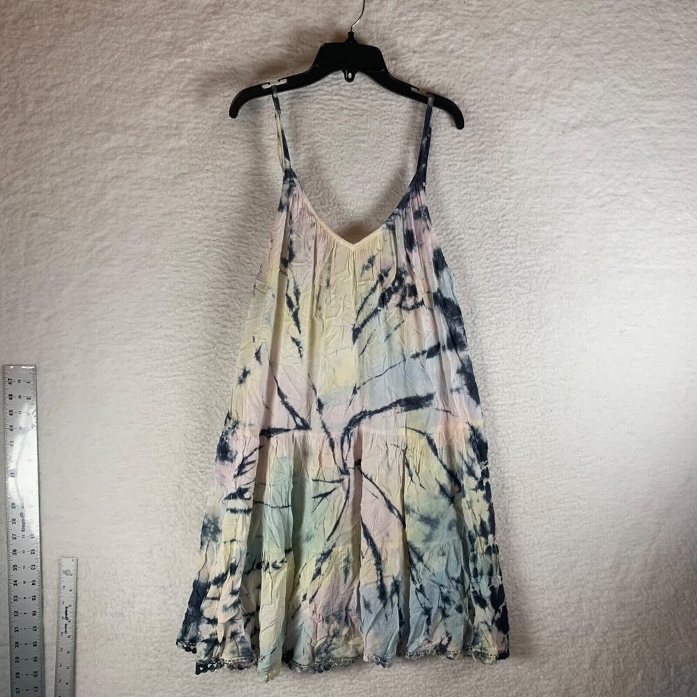 Raviya Women's Tie-Dye Print V-Neck Swim Cover-Up Short Dress Multi Size M NWT‎
